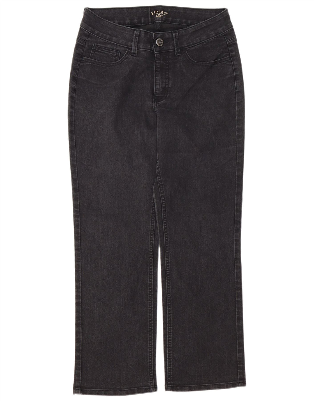LEE Damen Riders Straight Jeans US 10 Large W32 L29 Schwarze Baumwolle