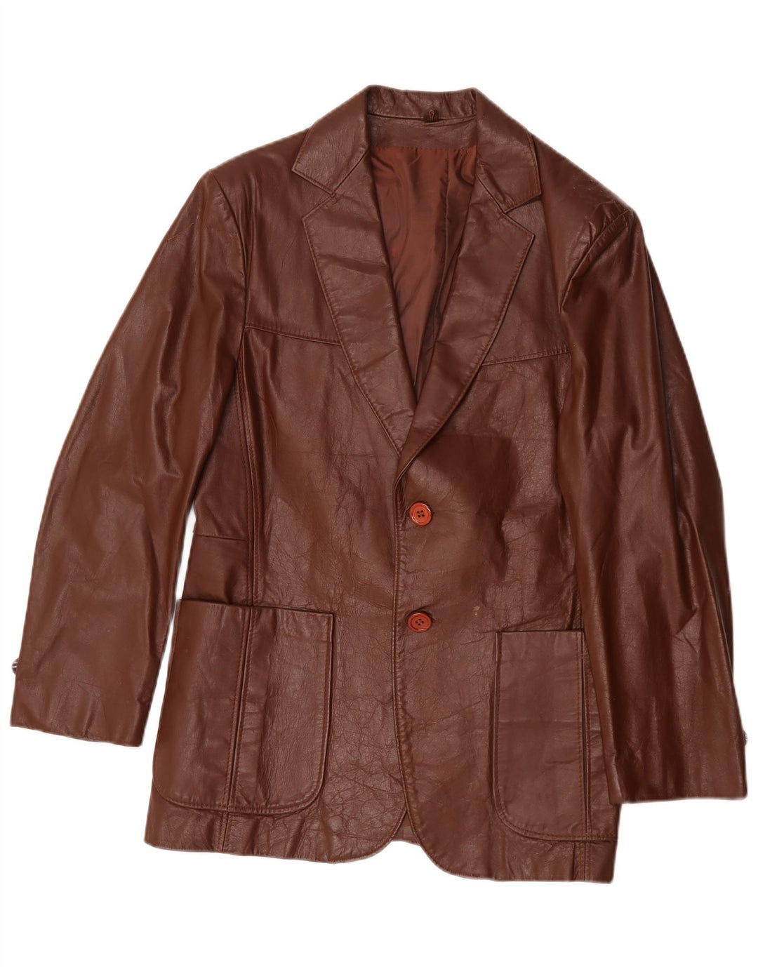 Jean Pierre Herren 2-Knopf-Lederblazer UK 38 Mittelbraun