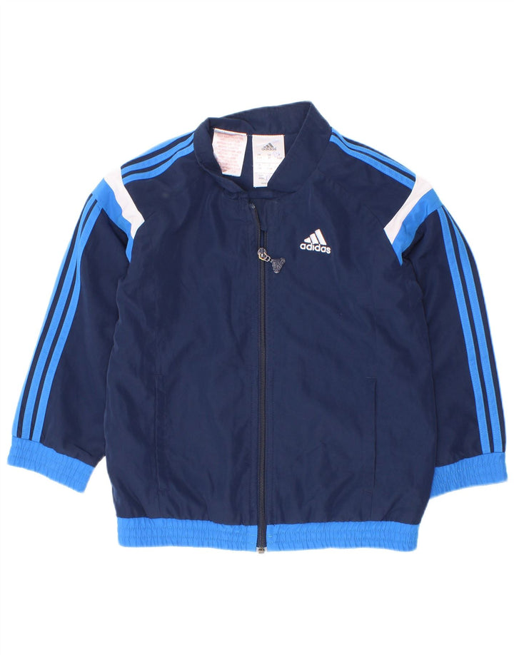 Adidas Jungen-Trainingsanzug-Top-Jacke, 3–4 Jahre, marineblaues Farbblock-Polyester