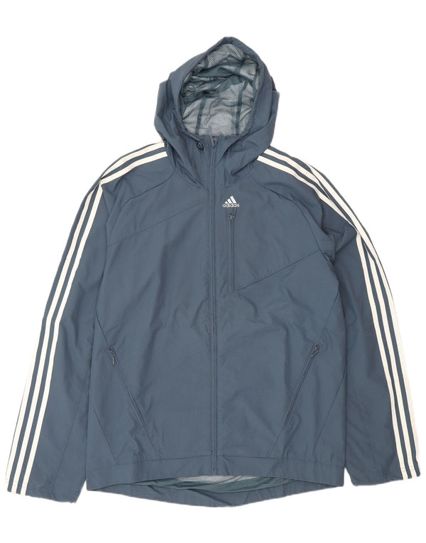 Adidas Herren Regenjacke mit Kapuze UK 36 Small Marineblau Polyamid