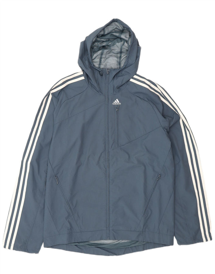 Adidas Herren Regenjacke mit Kapuze UK 36 Small Marineblau Polyamid