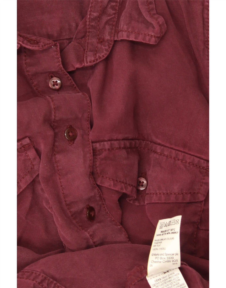 Marks & Spencer Damen Jeanshemd UK 10 Small Burgund Lyocell