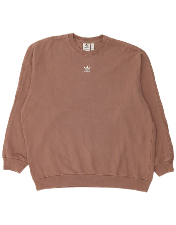 Adidas übergroßer Damen-Sweatshirt-Pullover, UK 8/10, kleine braune Baumwolle