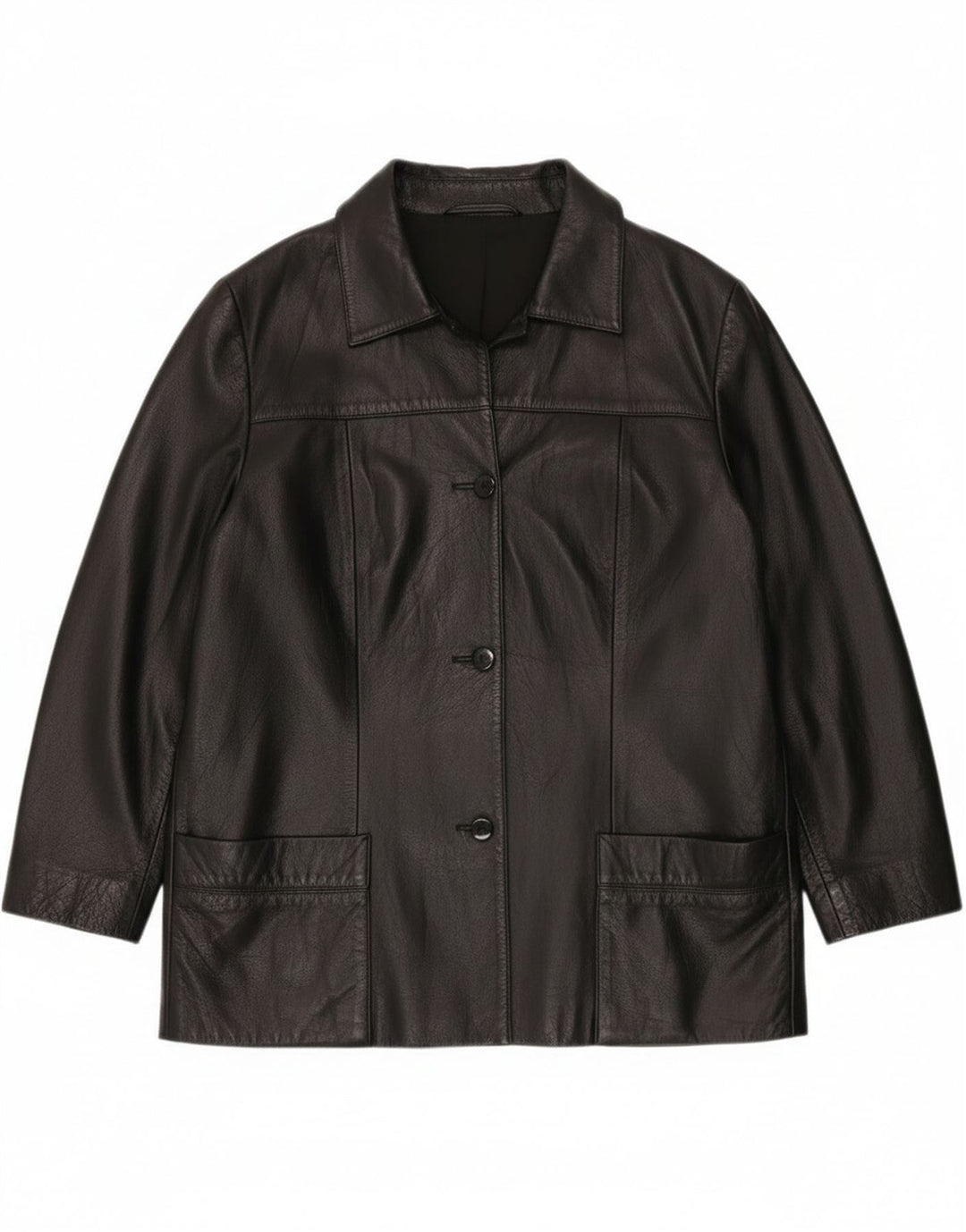 Vintage Damen Lederjacke EU 42 Groß Schwarz