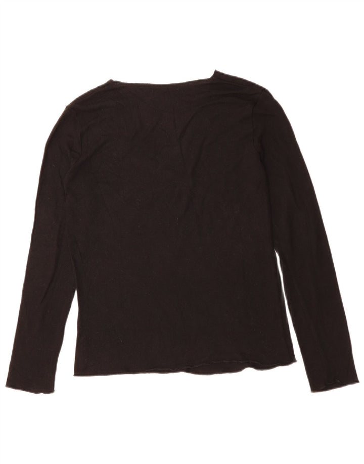 ZARA Damen Top Langarm UK 10 Small Schwarz