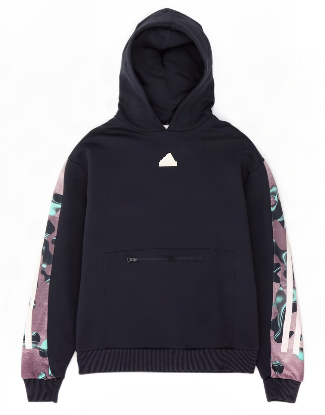 Adidas Herren Kapuzenpullover, klein, marineblau, Camouflage-Polyester