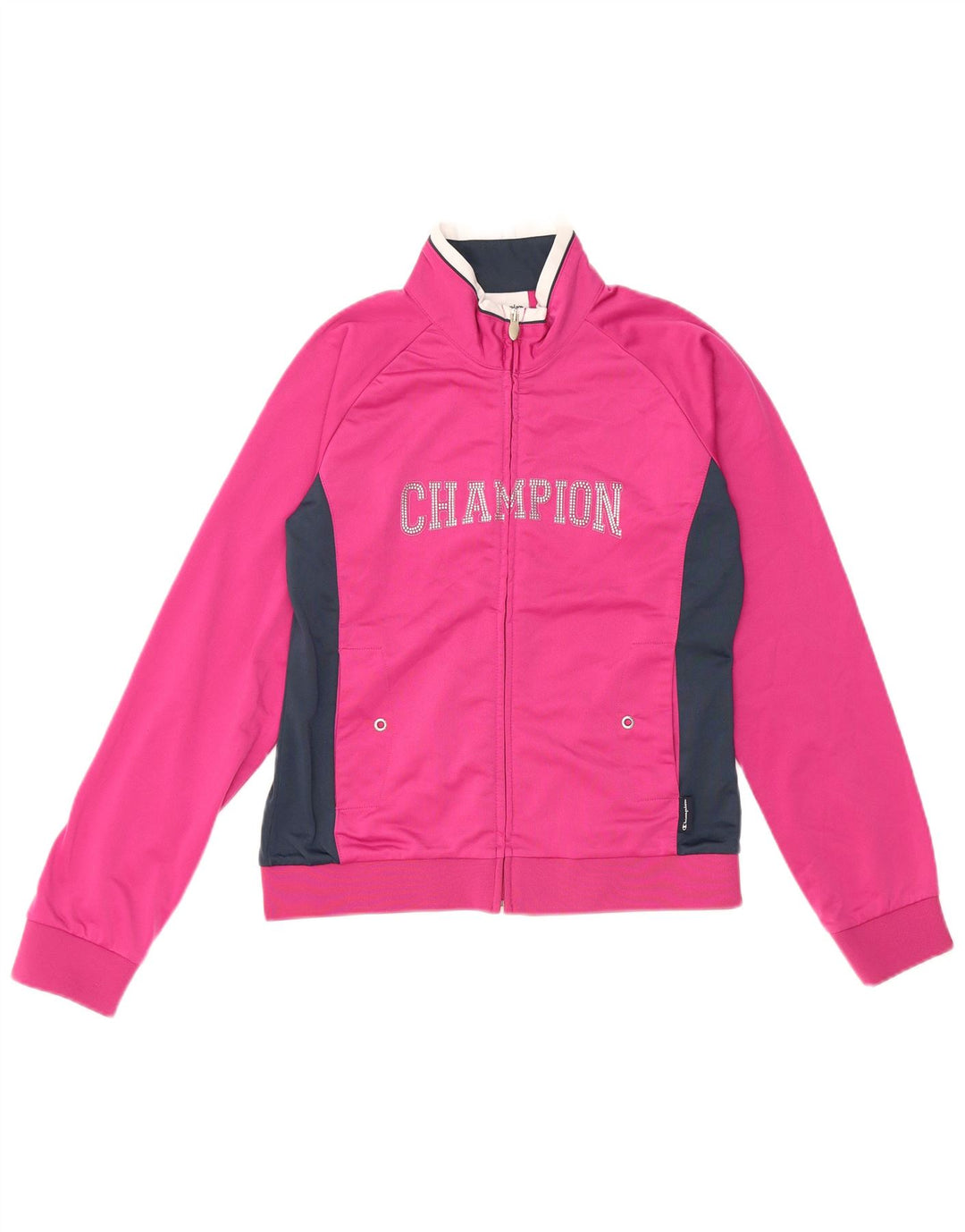 CHAMPION Mädchen-Trainingsanzug-Top-Jacke, 11–12 Jahre, groß, rosa, Farbblock