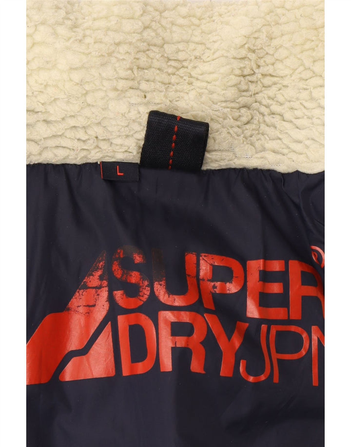 Superdry Herren Graphic Wattierte Jacke UK 40 Large Marineblaues Nylon
