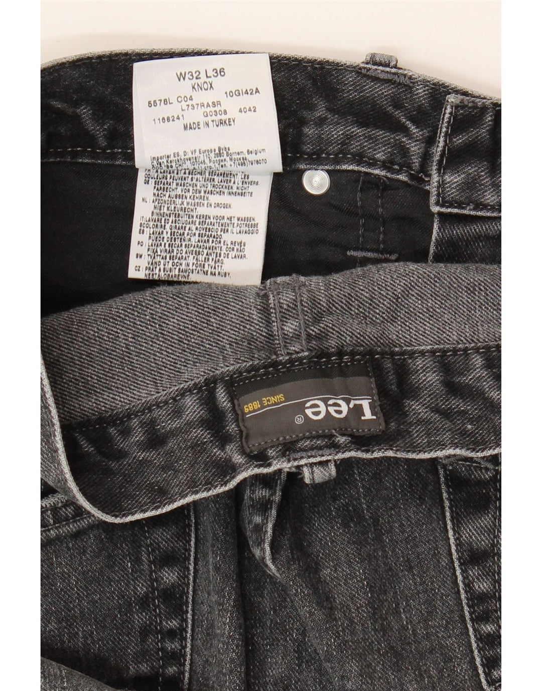 LEE Herren Knox Distressed Straight Jeans W32 L29 Graue Baumwolle