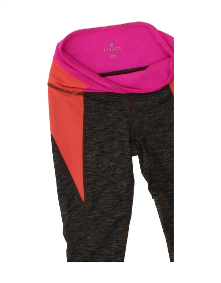 ATHLETA Womens Capri Leggings UK 2 2XS  Black Colourblock Nylon Vintage Athleta and Second-Hand Athleta from Messina Hembry 