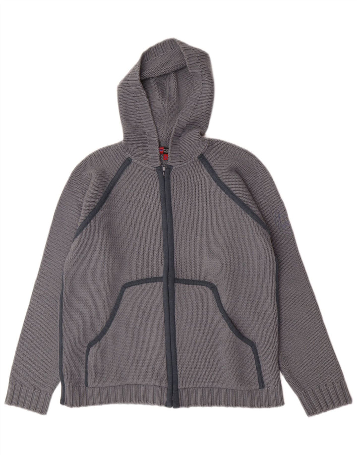 Gas Herren-Strickjacke mit Kapuze, groß, graue Wolle