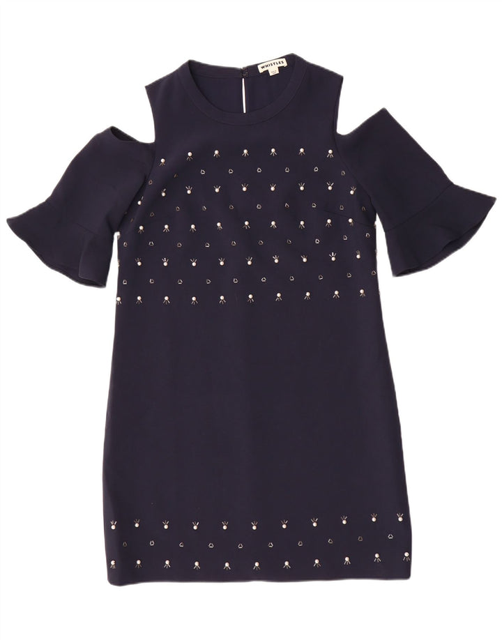Whistles schulterfreies Damenkleid, Größe S, Marineblau, Polyester