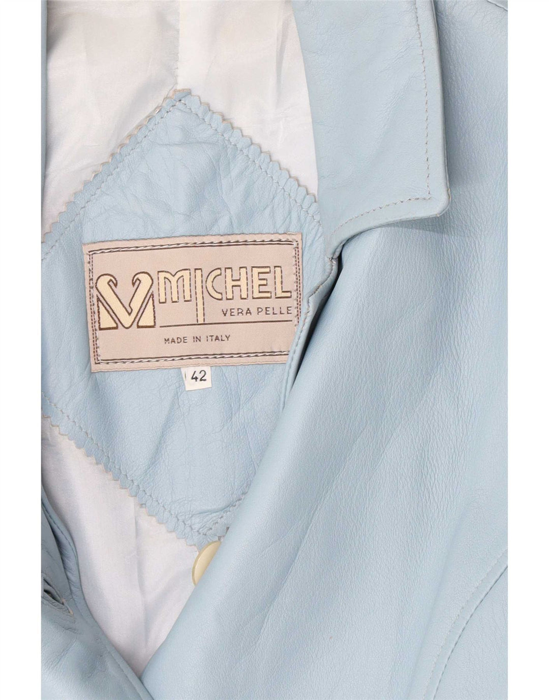 Michel Damen-Blazerjacke aus Leder mit 3 Knöpfen IT 42 Mittelblau