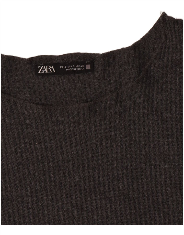 Zara Damen Top Langarm UK 10 Small Grau