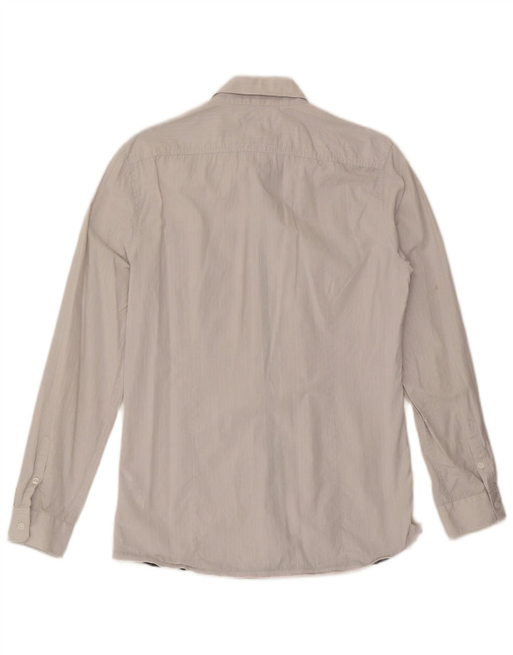 GUESS Mens Slim Fit Shirt Medium Grey Pinstripe Cotton