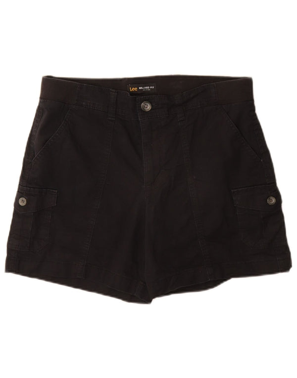 Lee Womens Mid Rise Relaxed Fit Cargo Shorts US 8 Medium W30 Schwarze Baumwolle