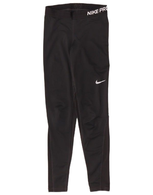 Nike Damen Dri Fit Capri Leggings UK 10 Small Schwarz Polyester
