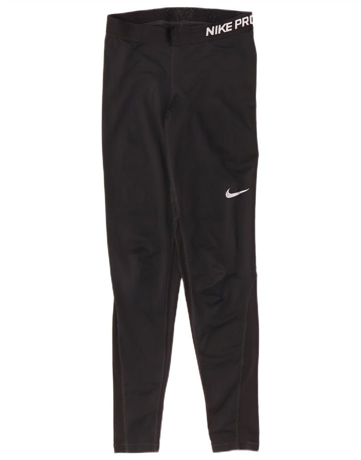 Nike Damen Dri Fit Capri Leggings UK 10 Small Schwarz Polyester