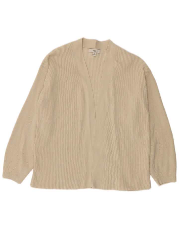 Marks & Spencer Offener Damen-Cardigan-Pullover UK 14 Mittelweiße Baumwolle