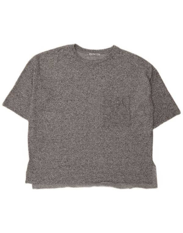 Zara Damen Trafaluc Übergroßes T-Shirt Top UK 10 Small Grau meliert