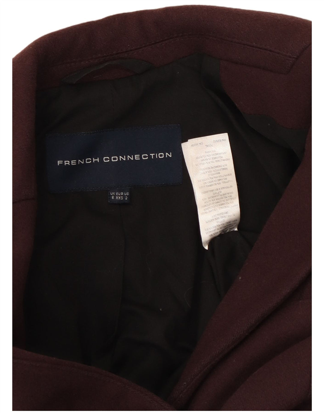 FRENCH CONNECTION Offener Damenmantel UK 6 XS Kastanienbraune Wolle