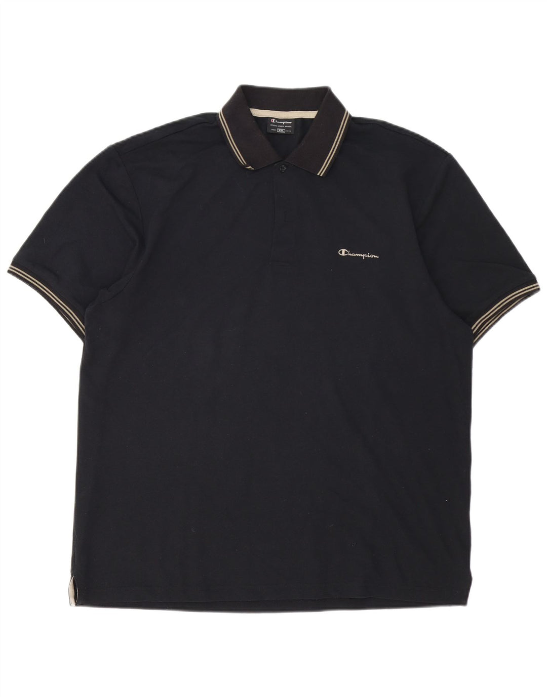 CHAMPION Herren-Poloshirt 2XL, schwarz gestreift, Baumwolle