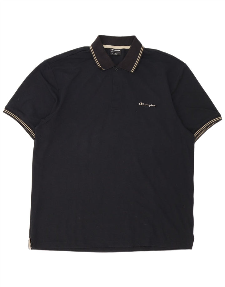 CHAMPION Herren-Poloshirt 2XL, schwarz gestreift, Baumwolle