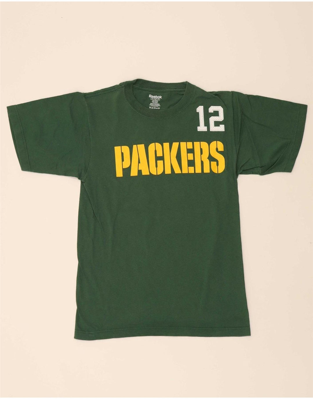 REEBOK Mens Packers Graphic T-Shirt Top Small Green Cotton