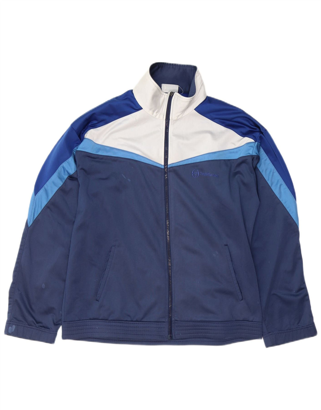 SERGIO TACCHINI Herren-Trainingsanzug-Top-Jacke, mittleres Marineblau, Farbblock
