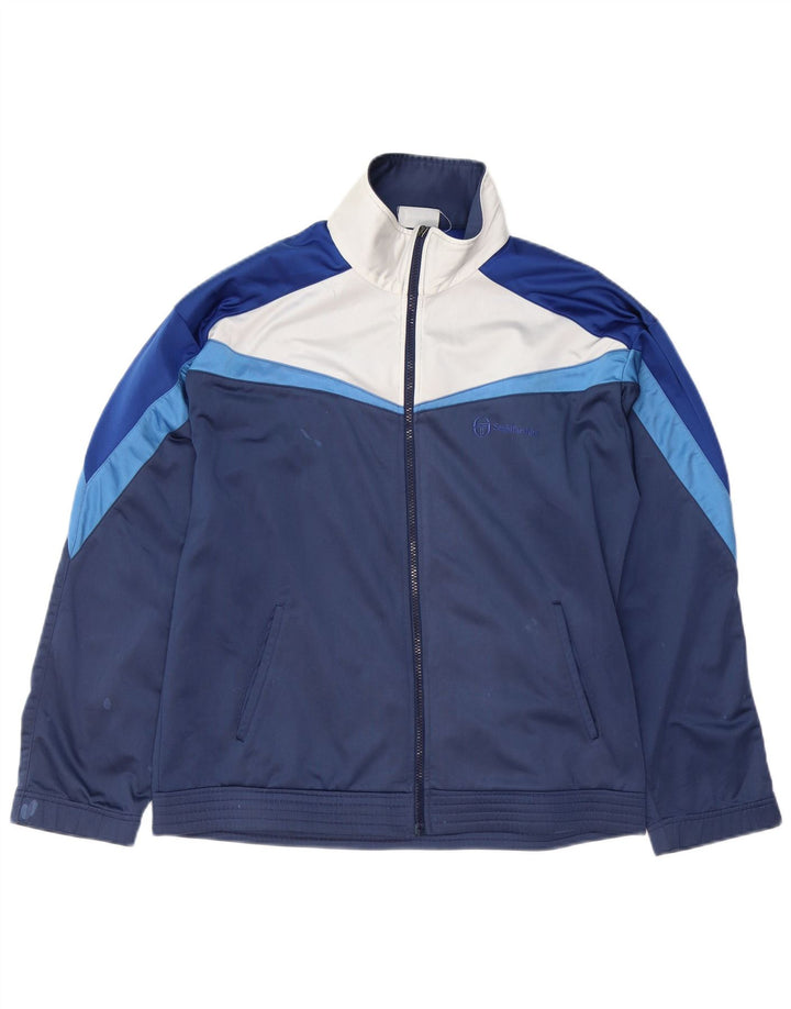 SERGIO TACCHINI Herren-Trainingsanzug-Top-Jacke, mittleres Marineblau, Farbblock