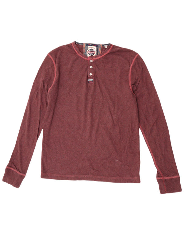 Superdry Herren-Oberteil, langärmelig, XL, Kastanienbraun, Baumwolle