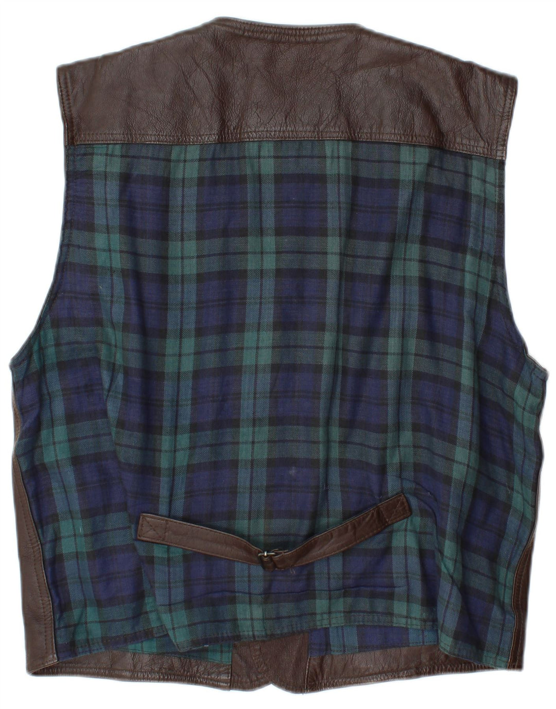 L.O.G.G Herren-Lederweste XL, braun kariertes Leder