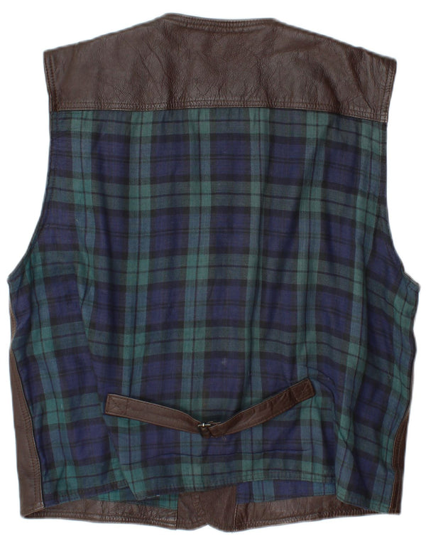 L.O.G.G Herren-Lederweste XL, braun kariertes Leder