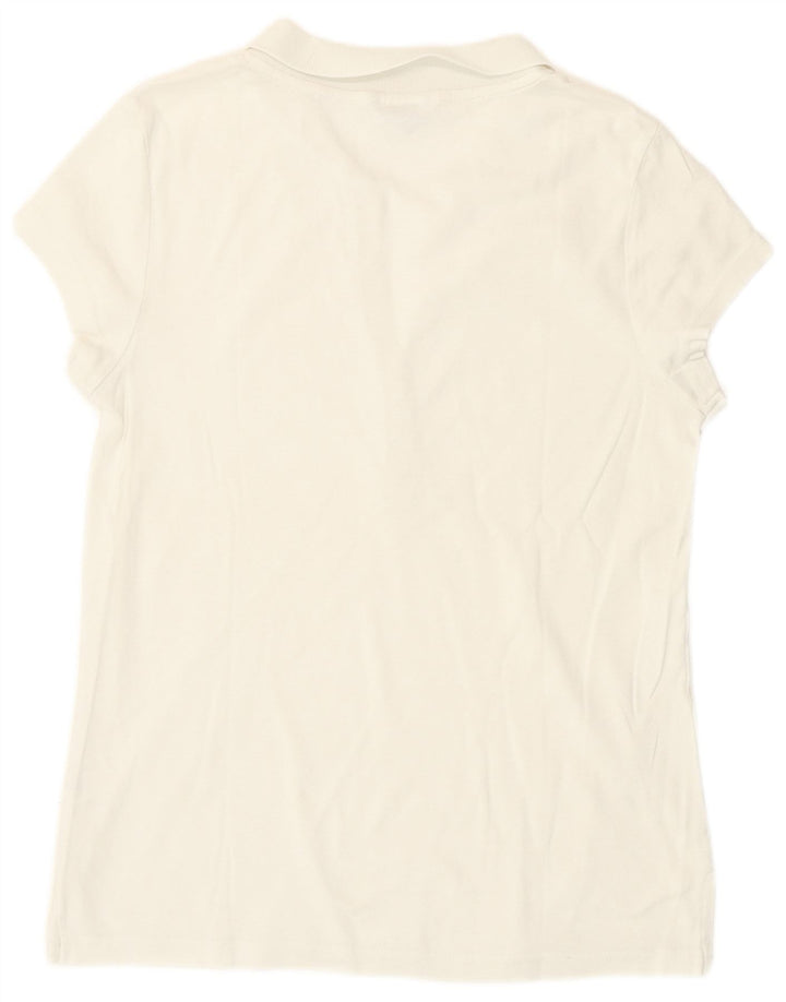 Calvin Klein Damen Poloshirt UK 14 Mittelweiße Baumwolle