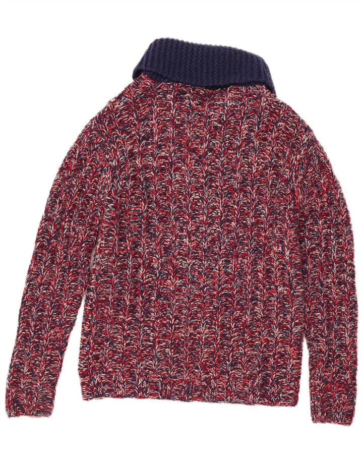Vintage Herren Cardigan Pullover Kleine rot melierte Wolle