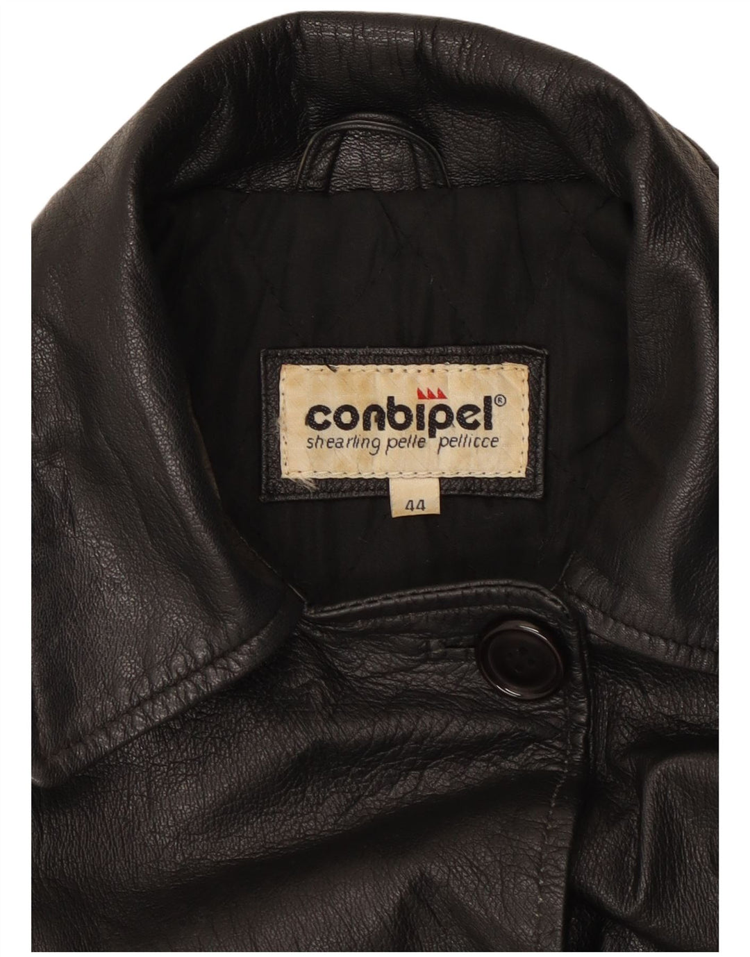 Conbipel Damen Übergroße Lederjacke IT 44 Mittelschwarzes Leder