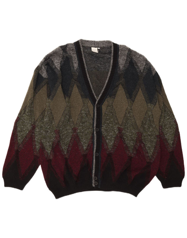 Vintage Herren Cardigan Pullover IT 50 Medium Mehrfarbig Argyle/Diamant