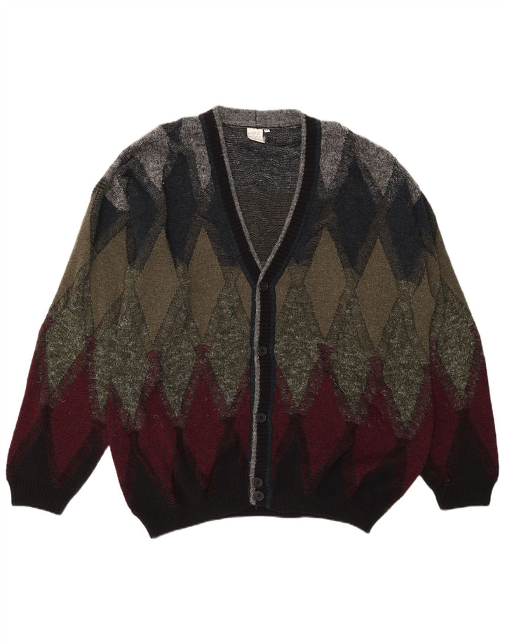 Vintage Herren Cardigan Pullover IT 50 Medium Mehrfarbig Argyle/Diamant