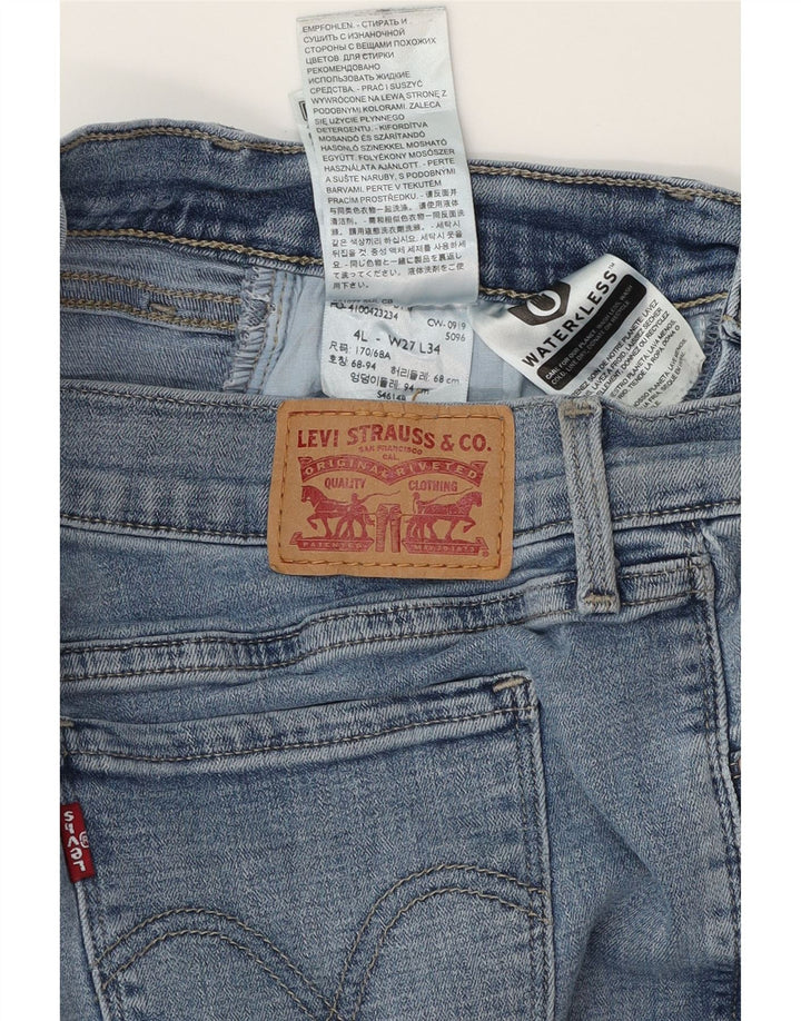LEVI'S Damen 505 Straight Jeans US 4 Small W27 L34 Blaue Baumwolle