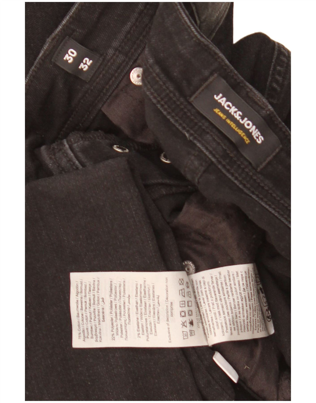 Jack & Jones Herren Slim Jeans W30 L32 Schwarze Baumwolle