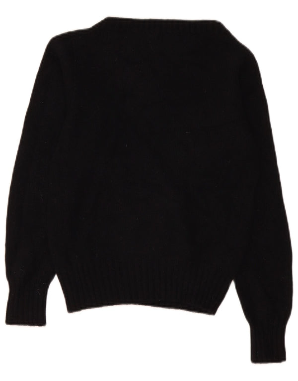 Benetton Damen Crop Pullover mit U-Boot-Ausschnitt, Gr. 10, Schwarz
