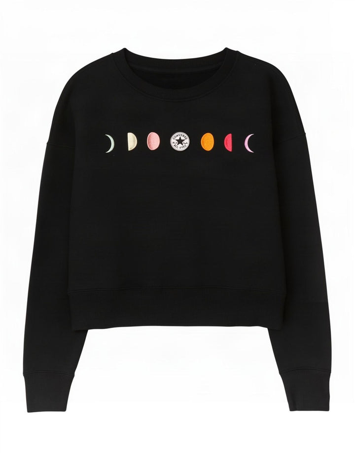 Converse Damen-Sweatshirt, übergroß, Crop Graphic, Gr. 6, XS, Schwarz