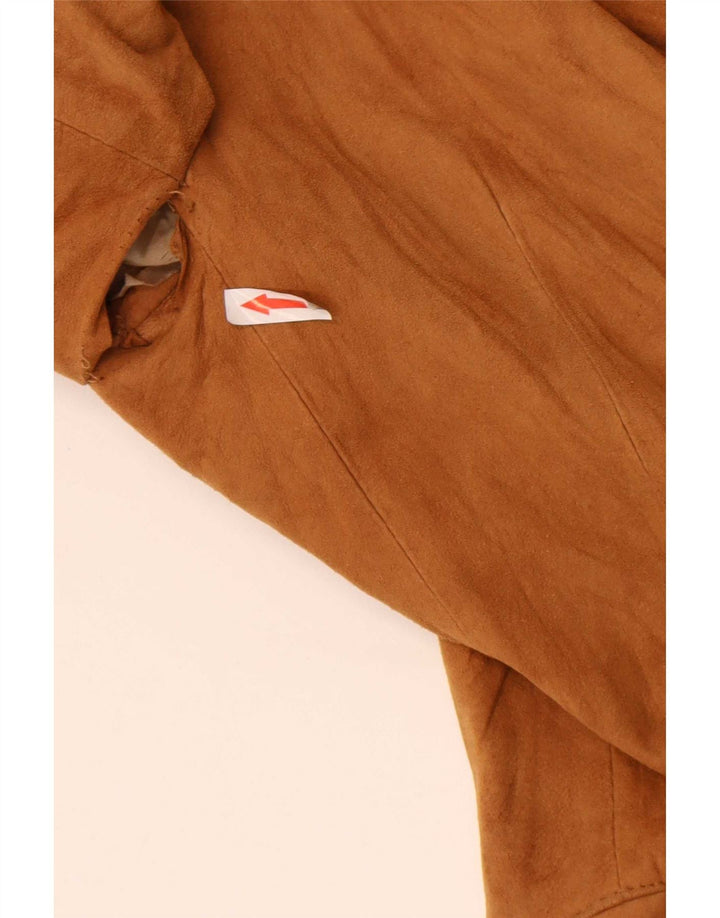 Vintage Damen Zweireihige Wildleder-Blazerjacke UK 12 Mittelbeige