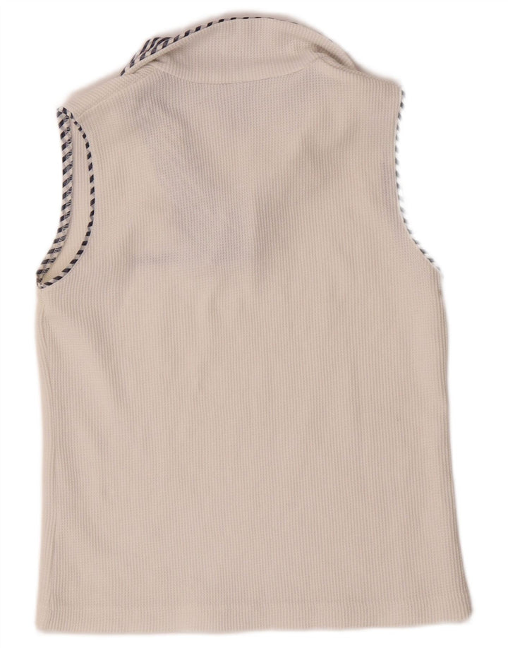 LOTTO Womens Sleeveless Polo Shirt UK 12 Medium White Check
