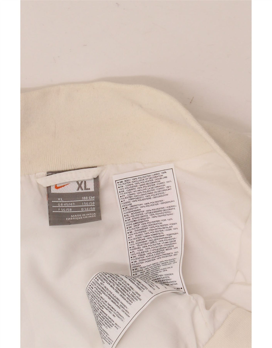 Nike Herren Inter Mailand Trainingsanzug Top Jacke UK 45/47 XL Off White Polyester