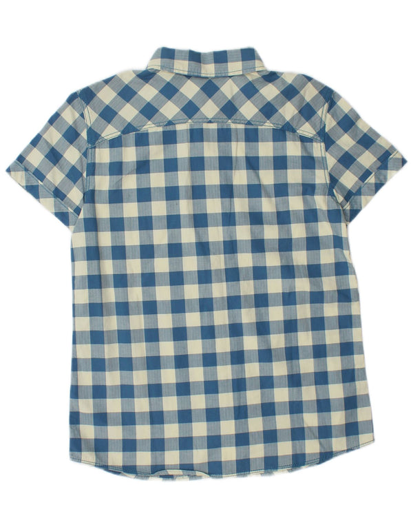 Sisley Kurzarmhemd für Jungen, 11–12 Jahre, 2XL, blaues Gingham-Baumwolle