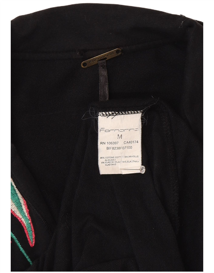 Fornarina Damen-Basic-Kleid mit langen Ärmeln, UK-Größe 42, mittelschwarz, geblümt, Baumwolle