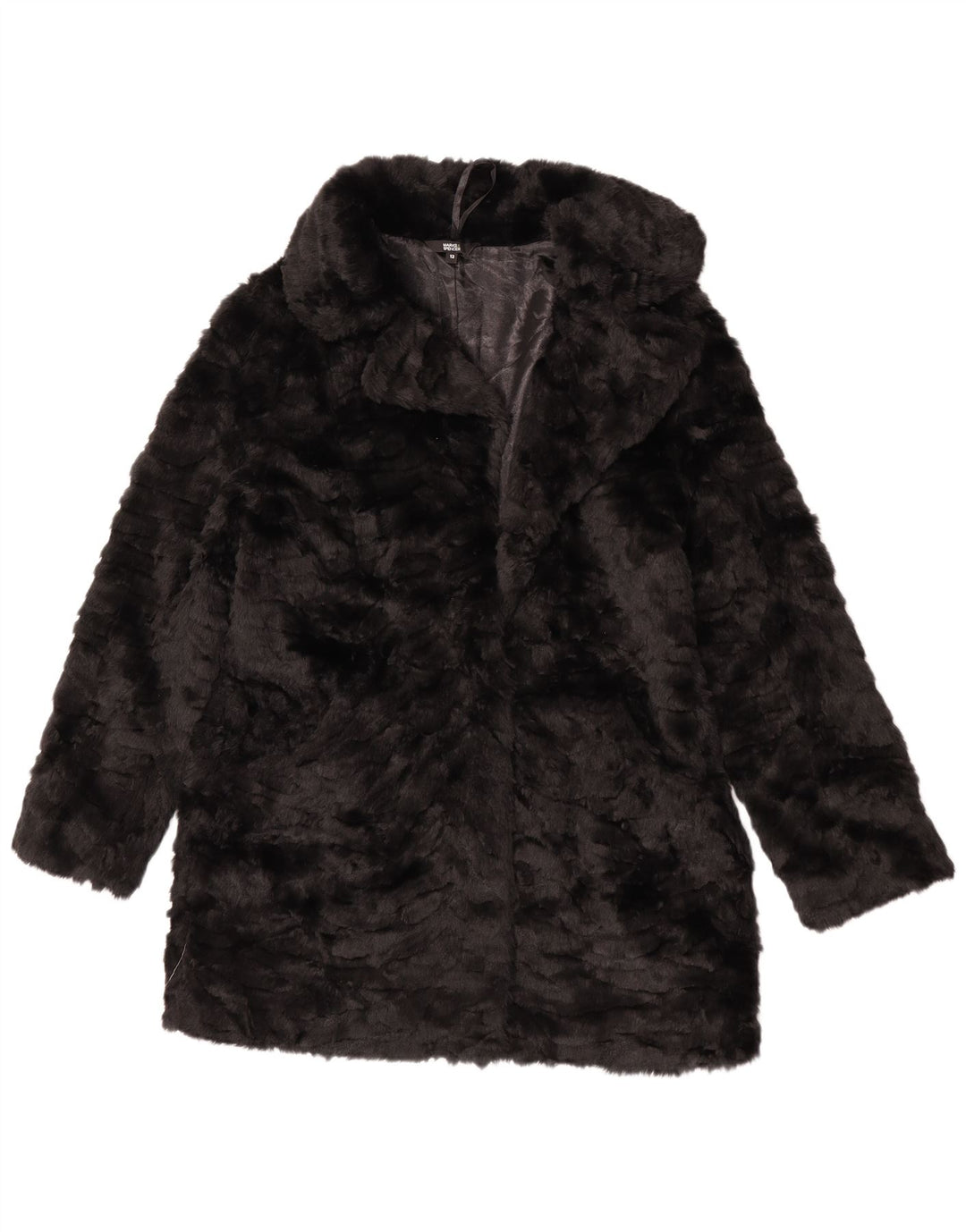 Marks & Spencer Damen Kunstpelzjacke UK 12 Medium Schwarz Modacryl