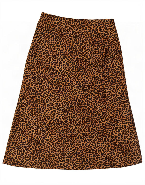 Zara Damen-Rock in A-Linie mit hoher Taille, Größe L, W30, braun, Polyester mit Tiermuster