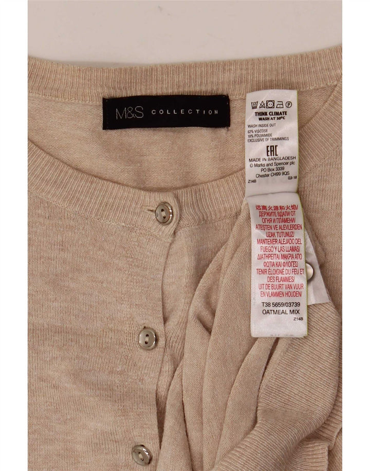 Marks & Spencer Damen Strickjacke Pullover UK 10 Small Beige Viskose